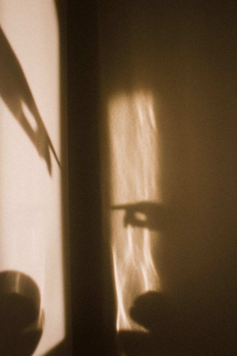 a shadow of a bowl and spoon on a wall